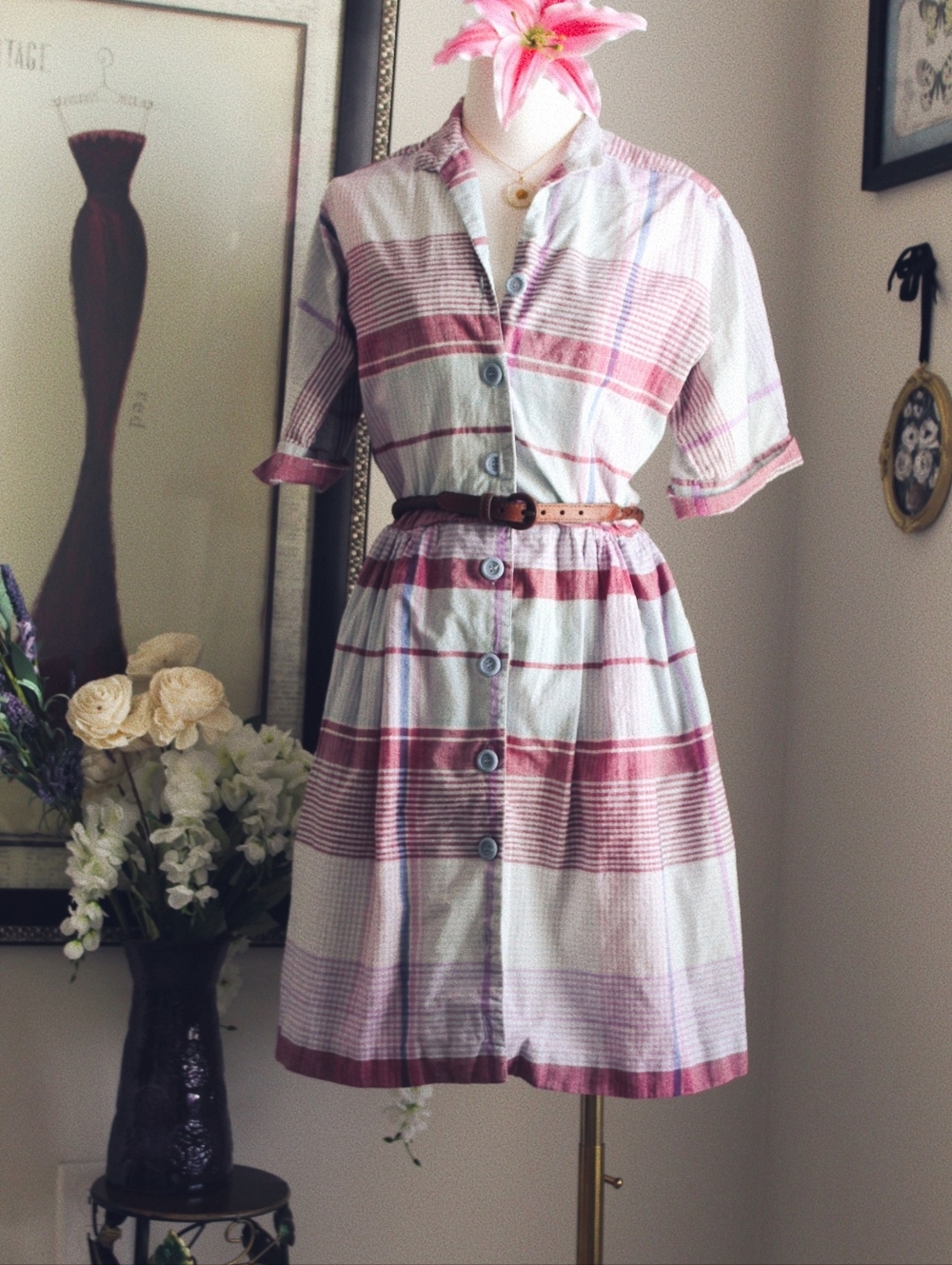 80s Nordstrom Town Square plaid dress